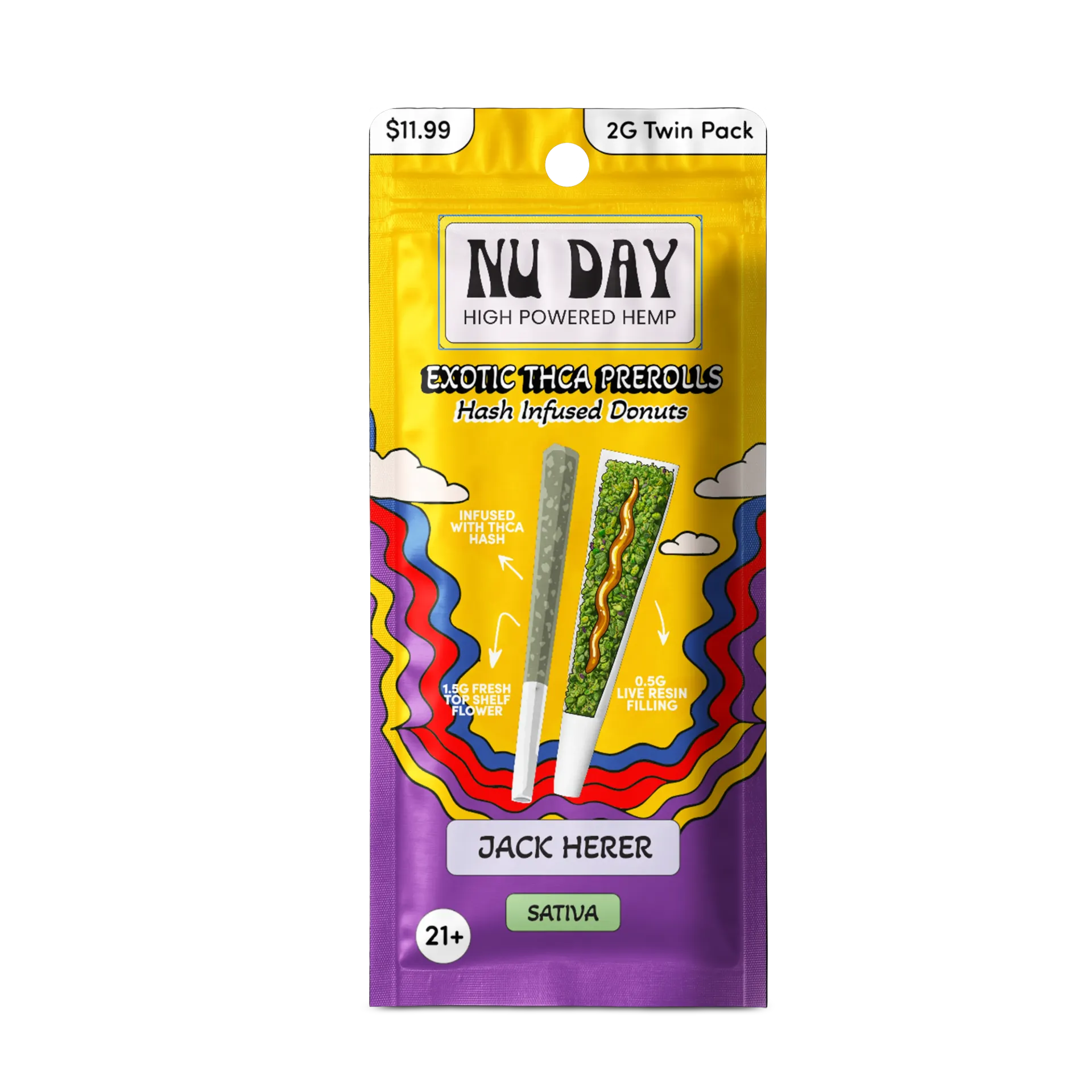 Jack Herer 2G Hash Hole | Pre-Roll Twin Pack (10ct Box)