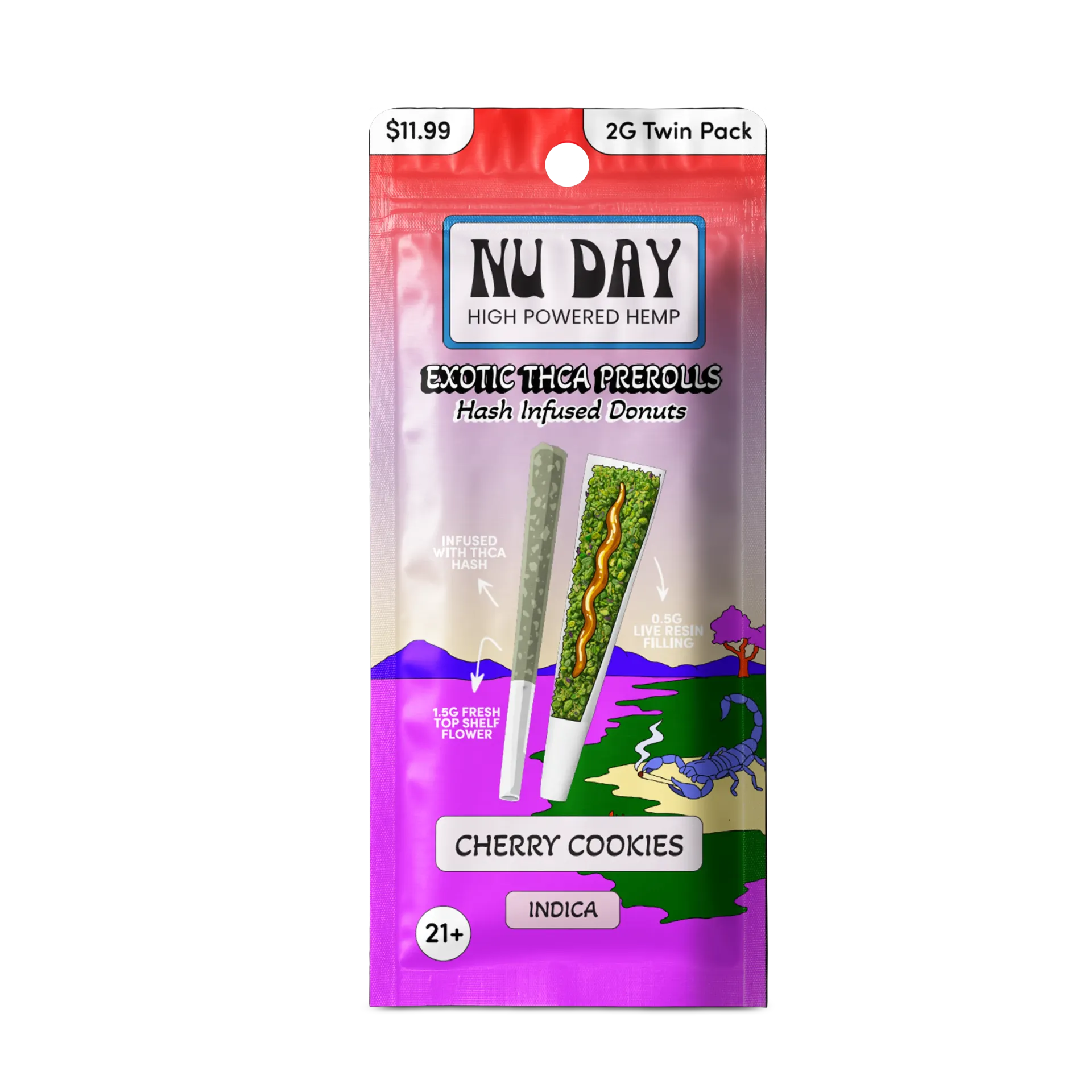 Cherry Cookies 2G Hash Hole | Pre-Roll Twin Pack (10ct Box)